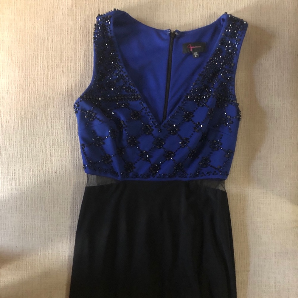 AQUA BRAND Floor length black and blue gown